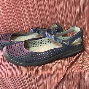 JBU Blue Perforated Flats with Strap
